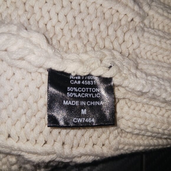 NEW Chaser Cable Knit Belted Cardigan In Cake/Cream & Blue Jay Stripe M Preppy - Picture 8 of 11